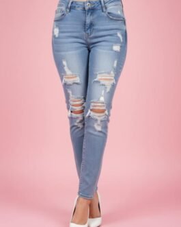 20 .Γυναικείο Skinny Τζιν Push Up με Σκισίματα – Ελαστικό Denim