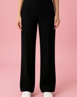 Γυναικείο Ψηλόμεσο Παντελόνι Wide Leg με Τσάκιση – Μαύρο / Μπλε / Μπορντό / Καφέ