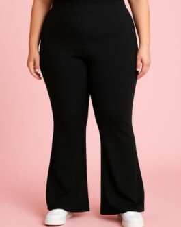 Γυναικείο Παντελόνι Καμπάνα Scuba Crepe Ψηλόμεσο Plus Size | Ελαστικό & Άνετο