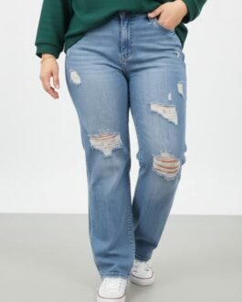 14 .Ψηλόμεσο Τζιν Ίσιας Γραμμής με Σκισίματα – Ελαστικό Shaping Denim , – 5 κιλά