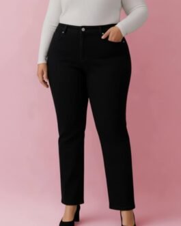 18 . Plus Size Μαύρο Τζιν Bootcut Push Up – Ψηλόμεσο Ελαστικό Denim