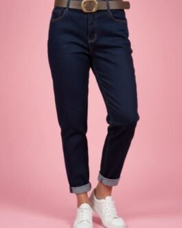 .2. Ελαστικό Ψηλόμεσο Γυναικείο Τζιν με Ζώνη – Denim