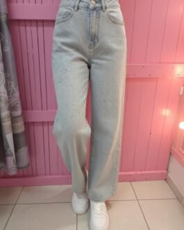 21 . Γυναικείο Ψηλόμεσο Mom Fit Τζιν Παντελόνα με Διακριτικά Κρύσταλλα