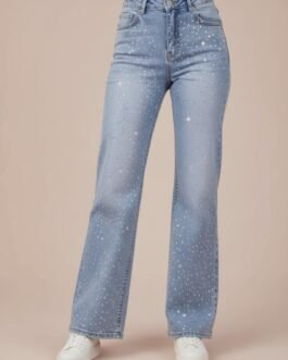 .9 .Γυναικείο Mom Fit Bootcut Τζιν με Στρας & Κρυσταλλάκια – Glam Denim