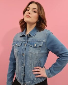 Γυναικείο Τζιν Τζάκετ Ελαστικό με Στρας – Slim Fit Denim Jacket