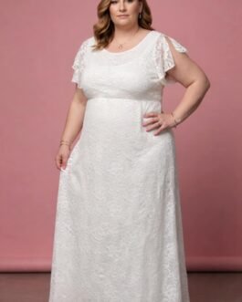 Α. 104. Plus Size Νυφικό από Ελαστική Δαντέλα – Soft Comfort Bridal