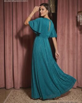 13 . Lurex Maxi Βραδινό Φόρεμα με Μανίκι – Elegant Evening Dress