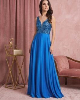 17. Elegant Evening Dress with Sequin Bodice – Royal Blue
