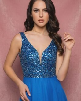 17. Elegant Evening Dress with Sequin Bodice – Royal Blue