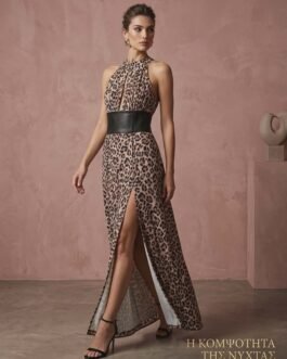 22. Leopard Print Evening Dress with Belt
