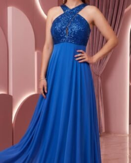 29. Μπλε Βραδινό Φόρεμα με Παγιέτες – Royal Blue Sequin Evening Dress