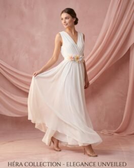 33. Λευκό Ρομαντικό Φόρεμα με Λουλούδια – Romantic Bridal & Evening Dress