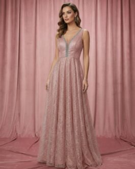 38. Elegant Lace Dress με Στρας & Ανοιχτή Πλάτη – Evening Dress