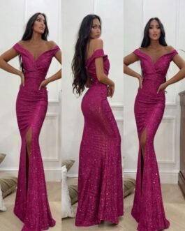 39. Φούξια Glitter Βραδινό Φόρεμα – Fuchsia Glitter Evening Dress