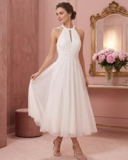 47. Λευκό Τούλινο Φόρεμα Halter – White Tulle Bridal Dress