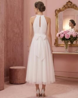 47. Λευκό Τούλινο Φόρεμα Halter – White Tulle Bridal Dress