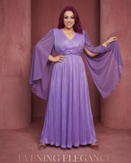 49. Plus Size Metallic Pleated Dress – Μεταλλικό Φόρεμα Χρυσό / Μωβ