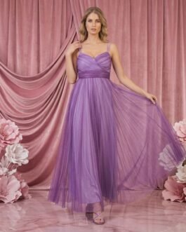 .4 . Maxi Glitter Βραδινό Φόρεμα με Αέρινη Φούστα & Δέσιμο στην Πλάτη – Ιδανικό για Γάμο & Βάφτιση