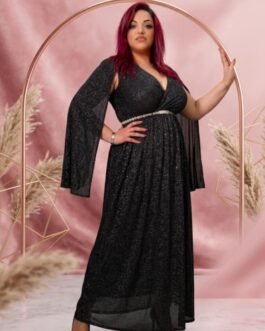 51. Black Lurex Plus Size Dress – Μαύρο Βραδινό Φόρεμα
