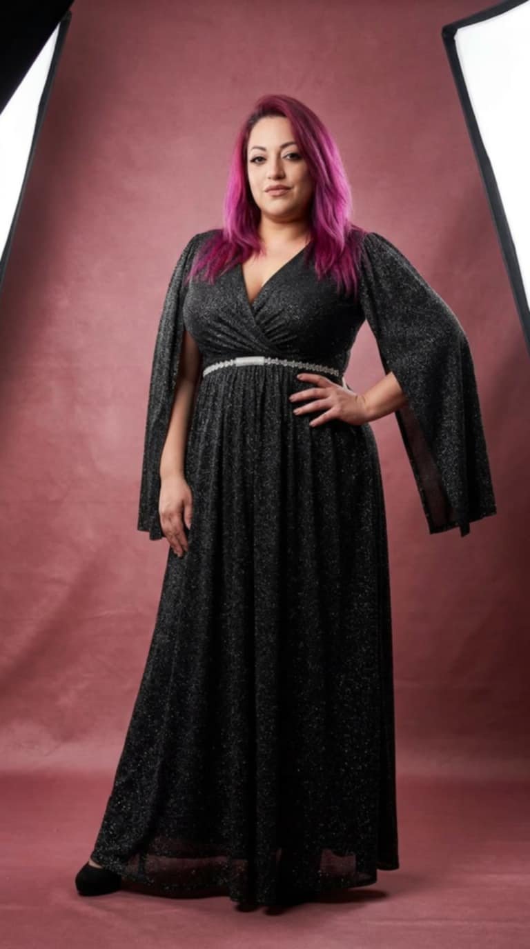 51. Black Lurex Plus Size Dress – Μαύρο Βραδινό Φόρεμα