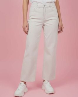 55 . Ψηλόμεσο Ίσιο Jean σε Off-White λευκο  Απόχρωση