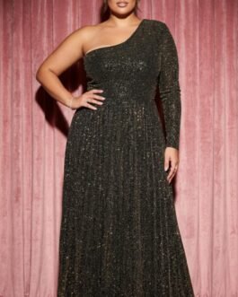 58. One-Shoulder Lurex Plus Size Dress – Βραδινό Φόρεμα