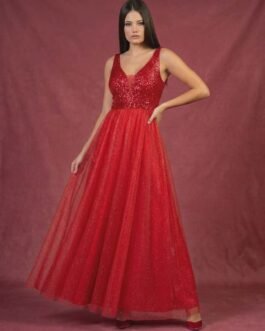 .5 . Maxi Βραδινό Φόρεμα με Παγιέτα & Glitter Τούλι – Glam Evening Dress- 4 χρωματα