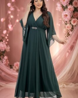 61. Plus Size Αέρινο Φόρεμα – Maxi με Ζώνη