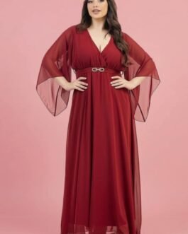 61. Plus Size Αέρινο Φόρεμα – Maxi με Ζώνη