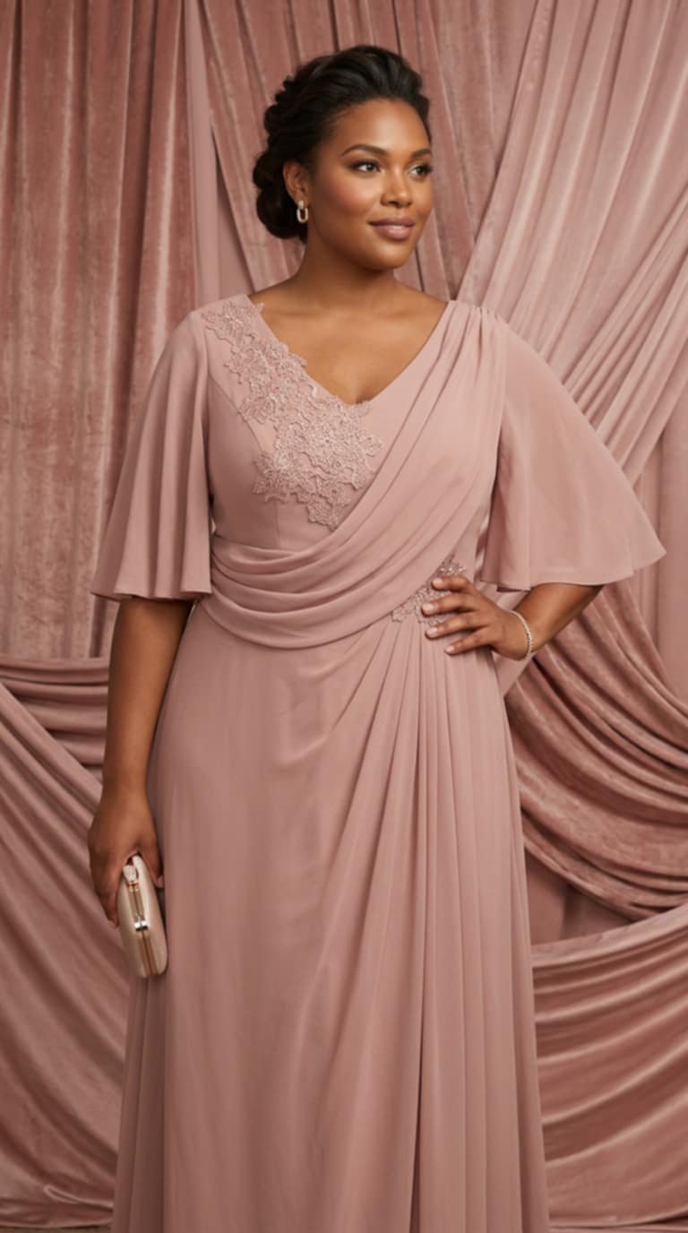65. Plus Size Αέρινο Φόρεμα με Ντραπέ & Δαντέλα / Draped Lace Plus Size Elegant Maxi Dress - Image 2