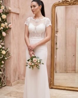 79. Νυφικό Στενό με Δαντέλα & Διαφάνεια – Elegant Civil Wedding Dress /  Civil Wedding Style