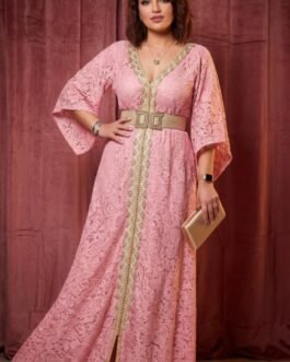 81. Δαντελένιο Maxi με Χρυσές Λεπτομέρειες (White & Blush Pink) / Lace Luxe Maxi Dress