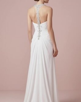 91. Αέρινο Νυφικό Maxi σε Αρχαιοελληνικό Στυλ με Ασημένια Παγιέτα – Grecian Goddess Bridal