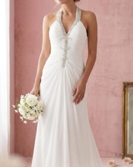 91. Αέρινο Νυφικό Maxi σε Αρχαιοελληνικό Στυλ με Ασημένια Παγιέτα – Grecian Goddess Bridal