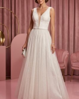 94. Νυφικό set  με Glitter Τούλι & Εντυπωσιακή Πλάτη – Elegance in Glitter