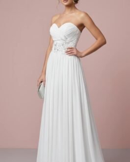 99. Αέρινο Νυφικό Αρχαιοελληνικού Στυλ Strapless με Glitter & Κορσέ Πλάτης