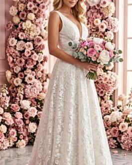 Δαντελένιο Νυφικό Maxi με Διακριτική Παγιέτα – Soft Romantic Bridal