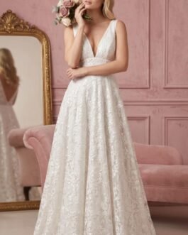 Δαντελένιο Νυφικό Maxi με Διακριτική Παγιέτα – Soft Romantic Bridal