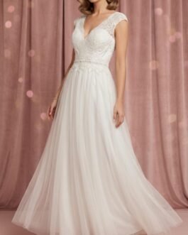 Νυφικό Σετ με Δαντελένιο Μπούστο & Τούλινη Φούστα – Romantic A-Line