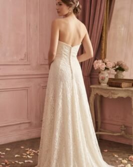 Ρομαντικό Strapless Νυφικό με Πέρλες σε Α-Line Γραμμή – Vintage Romance Bridal