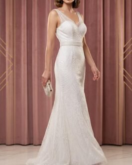 Vintage Glam Νυφικό με Δαντέλα, Τούλι & Παγέτα – Mermaid Σιλουέτα