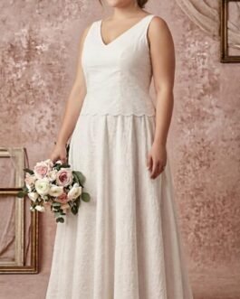 Plus Size Νυφικό Σετ Broderie με Βαμβακερή Δαντέλα – Romantic Boho