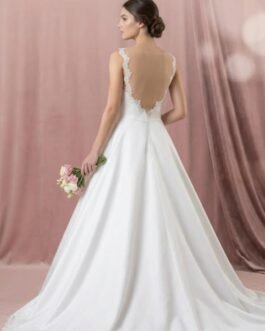 Νυφικό A-Line από Ματ Ντουσέζ με Δαντέλα & Διαφάνειες – Dream Bridal Couture