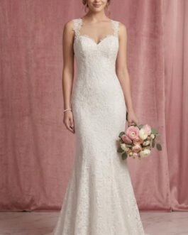 Δαντελένιο Νυφικό Γοργονέ Maxi με Εντυπωσιακή Πλάτη – Romantic Fitted Bridal