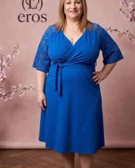 Plus Size Scuba Κρεπ Κρουαζέ Φόρεμα με Δαντέλα – Ανυψωτικό & Αέρινη Κλος Γραμμή