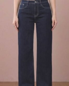 16. Wide Leg Jean Ελαστικό με Λευκές Ραφές – Denim Παντελόνα