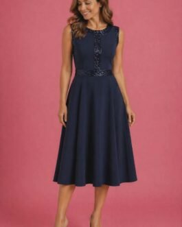 Σατέν Φόρεμα Midi Κλος με Παγιέτα – Elegant Φόρεμα για Γάμο, Βάπτιση & Βραδινή Εμφάνιση Elegant Dress for Wedding, Baptism & Evening Wear