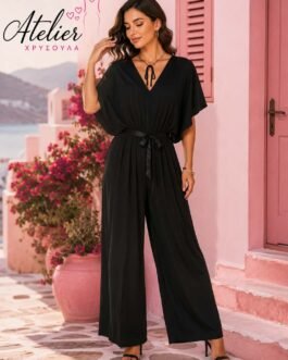 Elegant Μαύρη Αέρινη Ολόσωμη Φόρμα Plus Size – Chic Jumpsuit